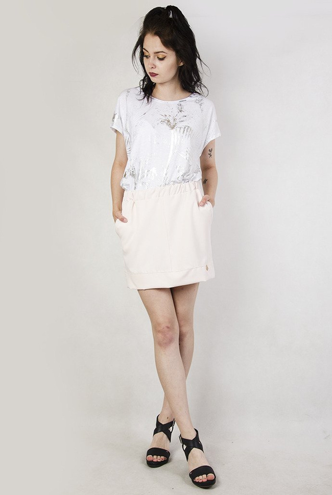 Biała bluzka w srebrne palmy