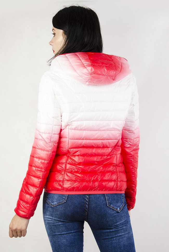 Kurtka pikowana biało-czerwona