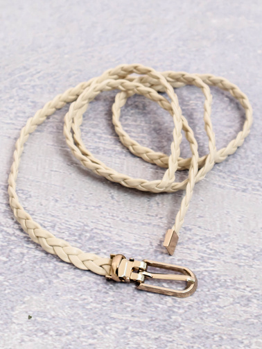 PASEK PLECIONY Z EKOSKÓRY- BEŻOWY