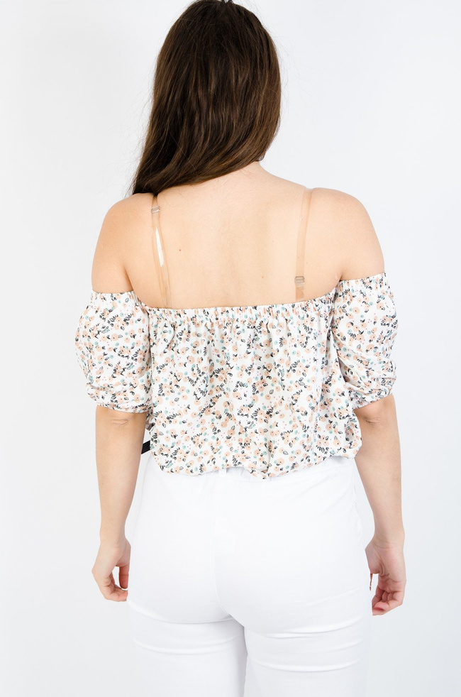 BIAŁA BLUZKA HISZPANKA W DROBNE KWIATY