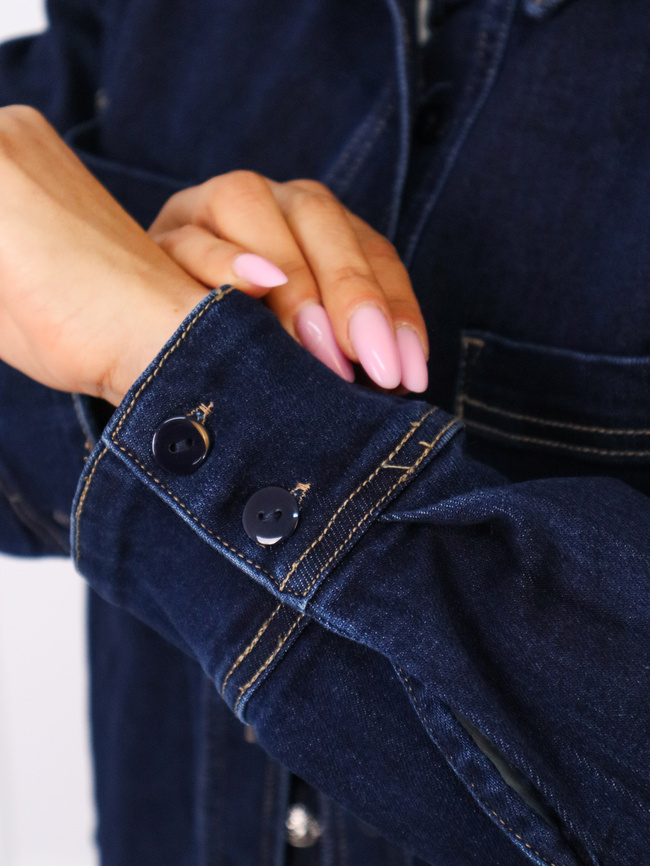 KOSZULA JEANSOWA OVERSIZE ZAPINANA NA GUZIKI- GRANATOWA