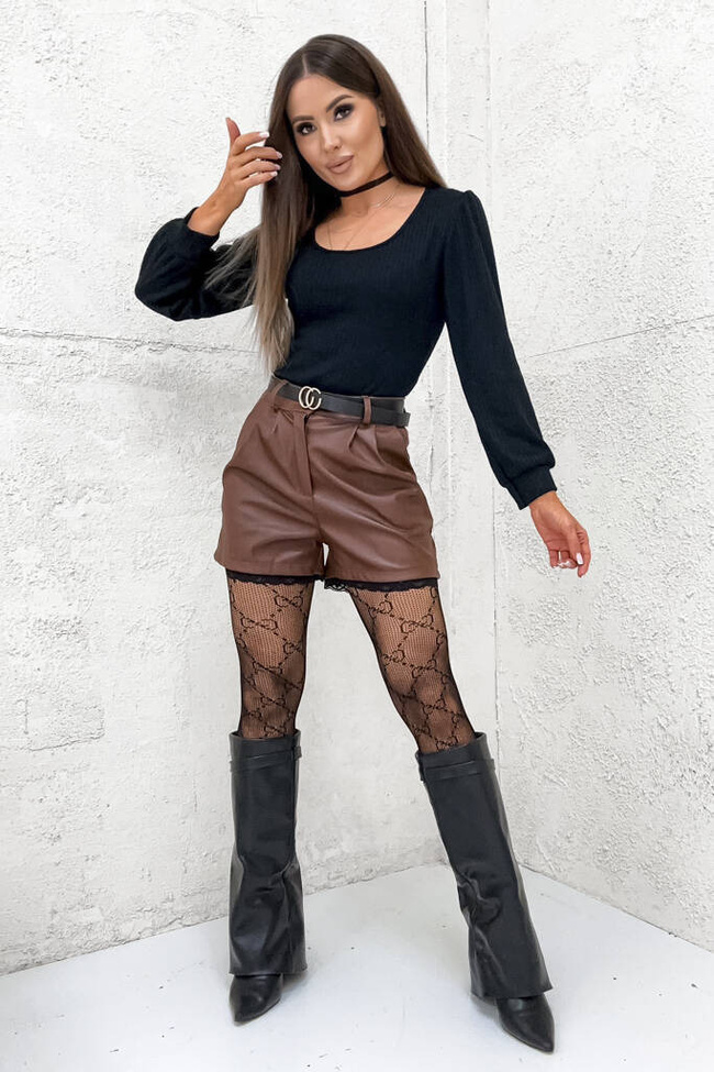 DOPASOWANE PRĄŻKOWANE BODY ONE SIZE - CZARNE