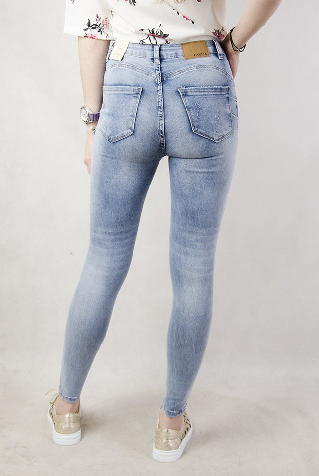 Jasne spodnie jeansowe typu push up z dziurami