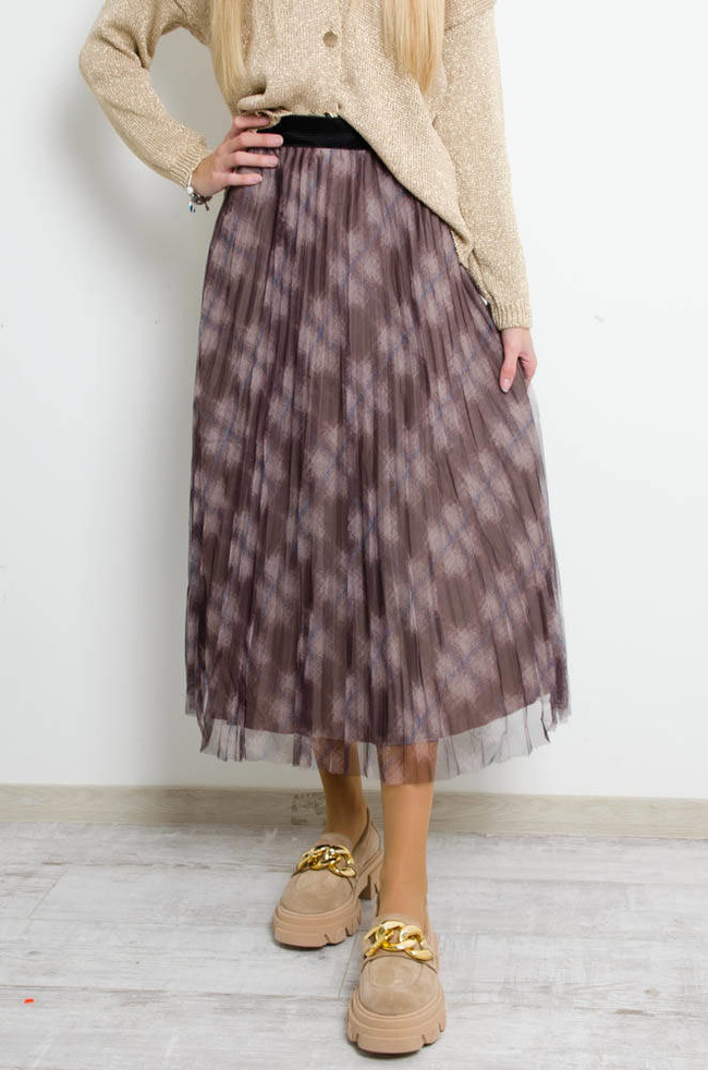 BRĄZOWA DWUSTRONNA SPÓDNICA Z TIULEM