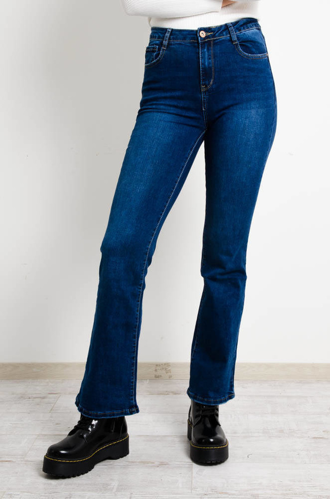 NIEBIESKIE SPODNIE JEANSOWE DZWONY- SZEROKA NOGAWKA