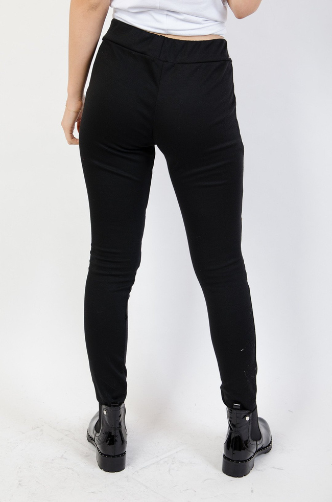 Czarne spodnie legginsy z zamkami na nogawkach