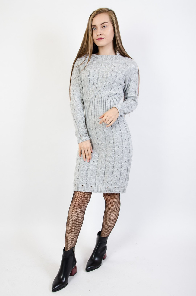Szara sweterkowa sukienka