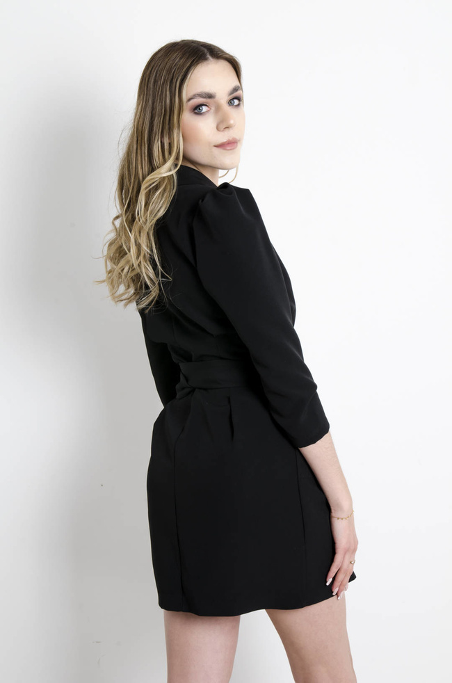 SUKIENKA MARYNARKOWA Z PASKIEM -CZARNA