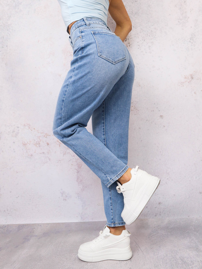 SPODNIE JEANSOWE- MOM STRETCH- GRANATOWE