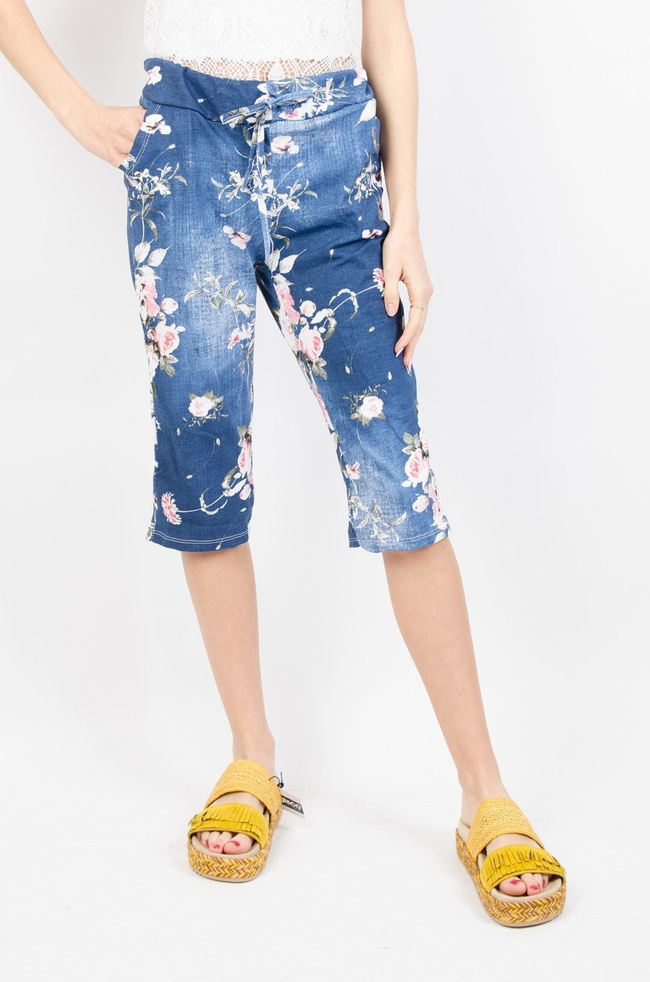 NIEBIESKIE RYBACZKI DRESOWE W KWIATY