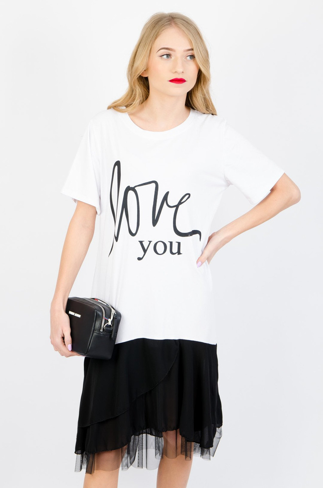 BIAŁA BAWEŁNIANA SUKIENKA Z TIULEM 