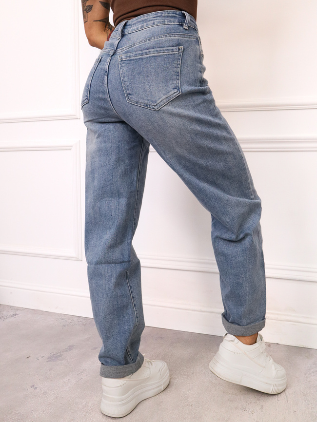 SPODNIE JEANSOWE MOM FIT Z WYSOKIM STANEM- NIEBIESKIE