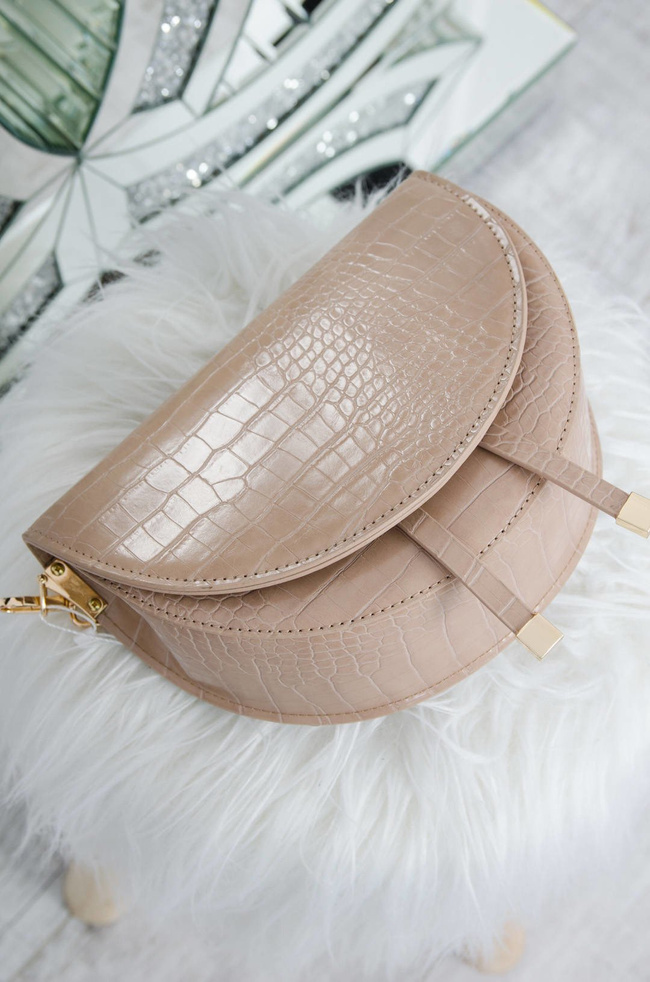 BEŻOWA TOREBKA POŁKSIĘŻYC Z WYTŁACZANYM WZOREM