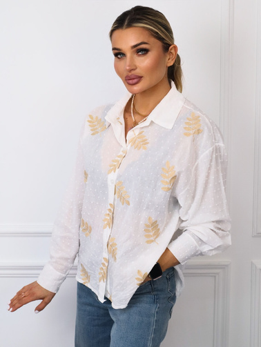 KOSZULA Z OZDOBNYM HAFTEM Z PRZODU- BIAŁA