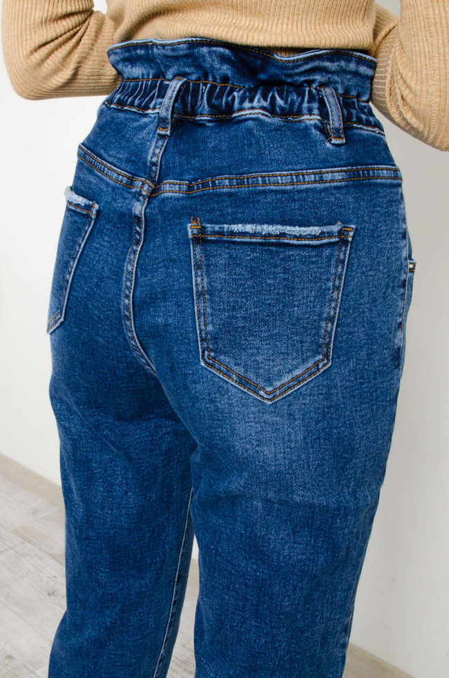 SPODNIE JEANSOWE MOM FIT Z GUZIKAMI -WYSOKI STAN