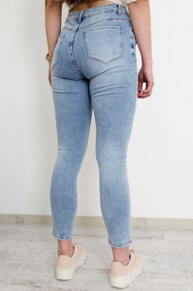 JASNE SPODNIE JEANSOWE Z PRZETARCIAMI PLUS SIZE ( L-4XL )