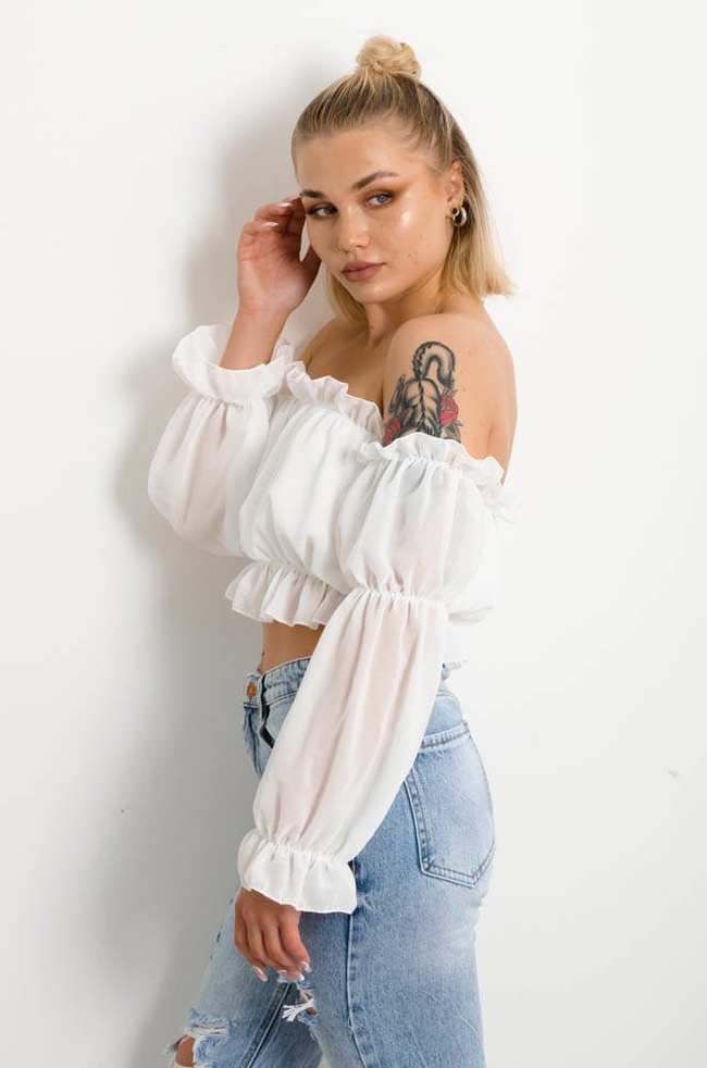 BIAŁY KRÓTKI TOP - HISZPANKA