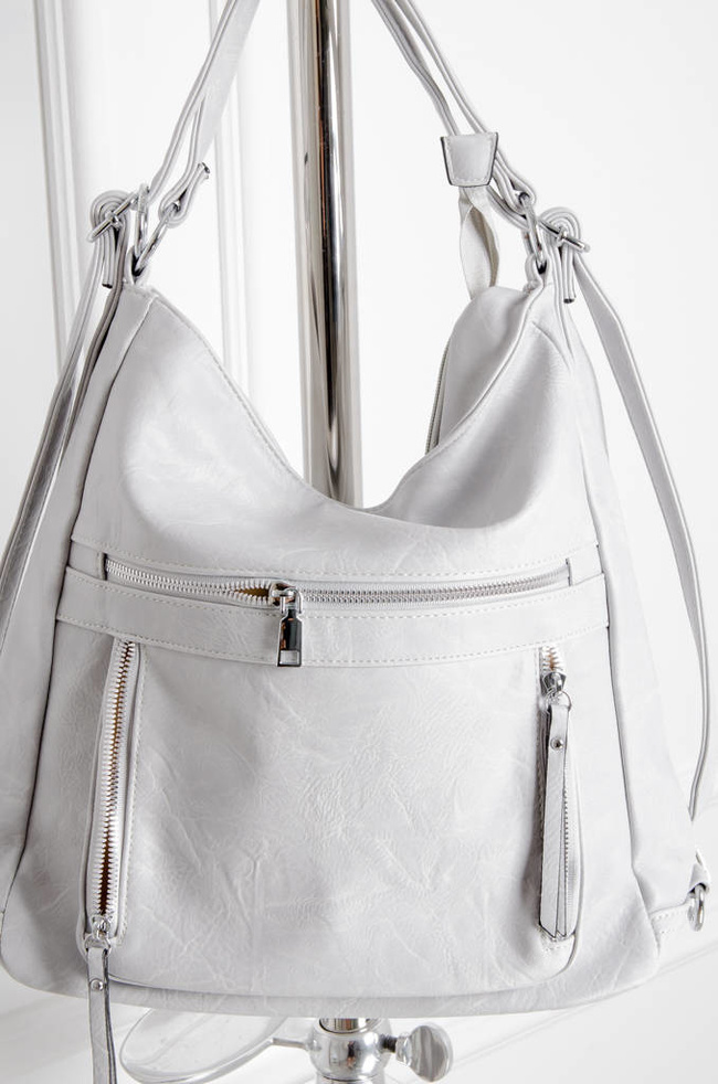 TORBA TYPU SHOPPER Z ZAMKAMI- SZARA