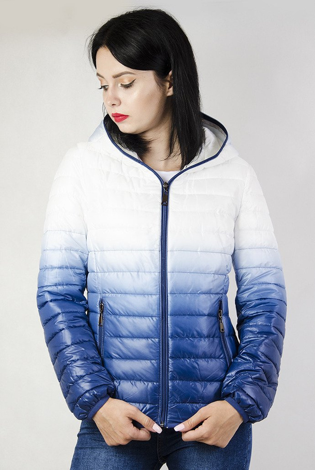 Kurtka pikowana biało-granatowa