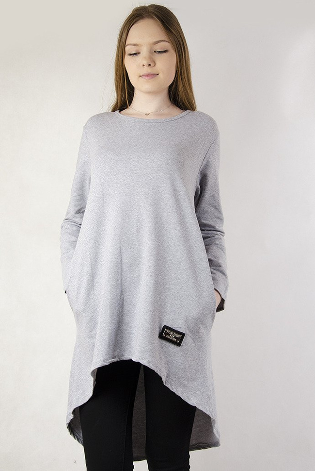 Jasno-szara asymetryczna tunika