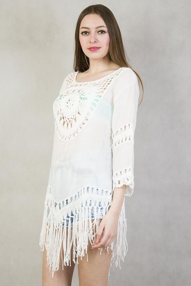 Biała bluzka ażurowa