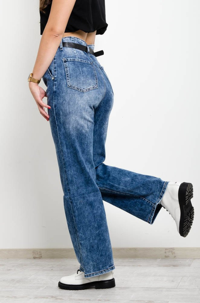 SPODNIE JEANSOWE Z SZEROKIMI NOGAWKAMI-WYSOKI STAN