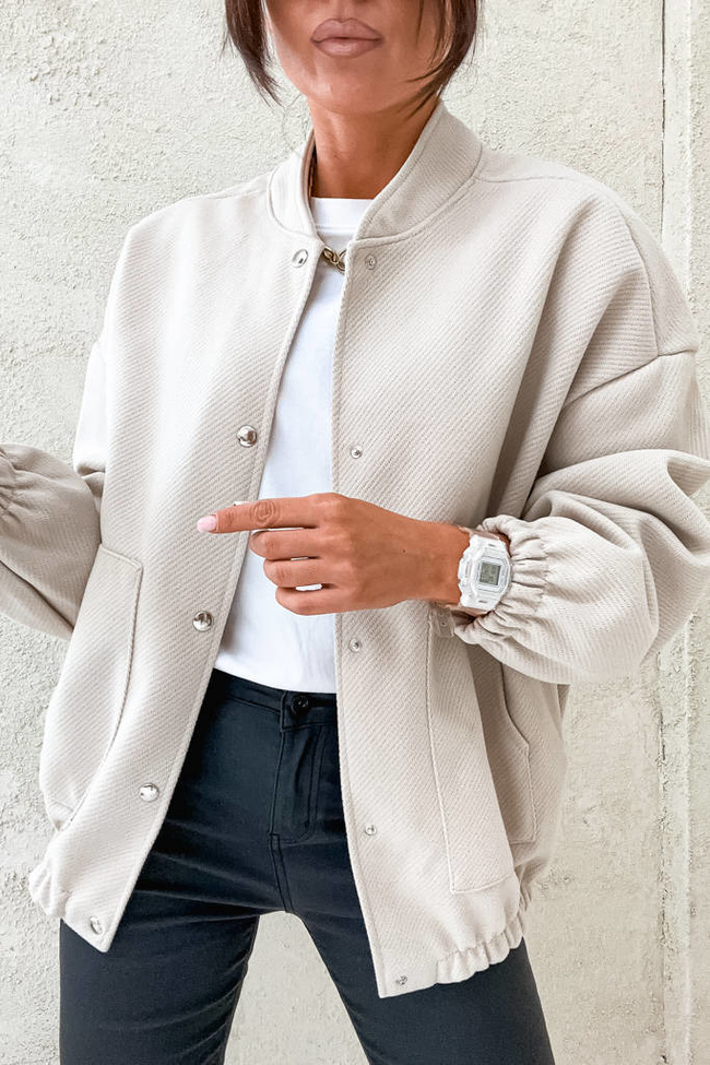 KURTKA BOMBERKA OVERSIZE- BEŻOWA