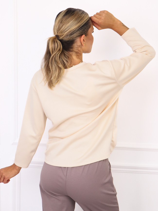 BLUZKA Z MASEŁKOWEGO MATERIAŁU Z KIESZENIĄ- BEŻOWA