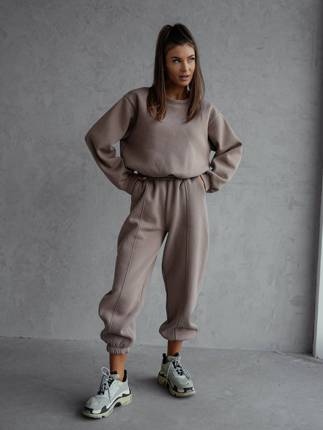 KOMPLET DRESOWY BLUZA+ SPODNIE- BRĄZOWY