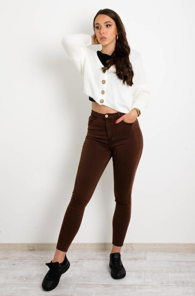 KREMOWY KRÓTKI KARDIGAN SWETER ZAPINANY NA GUZIKI