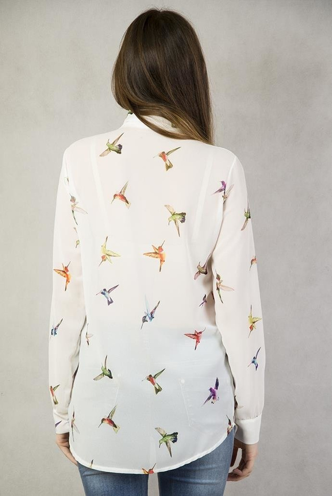 Koszula w kolorowe ptaki