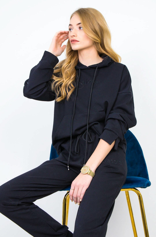 CZARNY BAWEŁNIANY KOMPLET DRESOWY J'ADORE