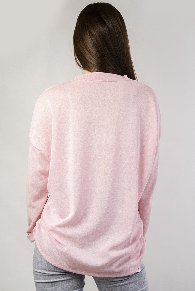 Różowa bluzka z koralikami