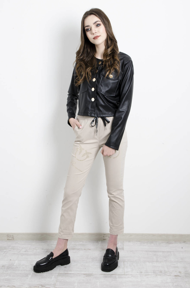 ŻAKIET Z IMITACJI SKÓRY W KOLRZE CZARNYM 