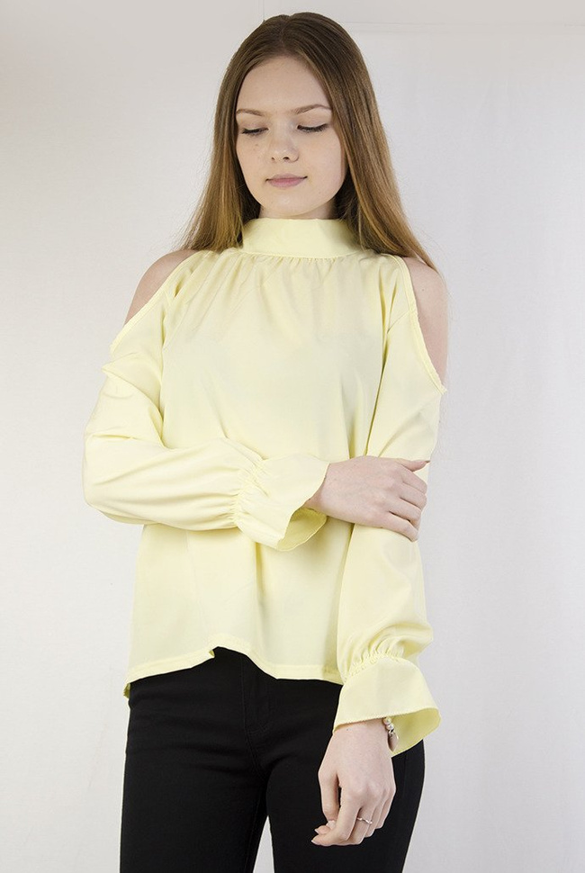 Żółta bluzka z wiązaniem z tyłu