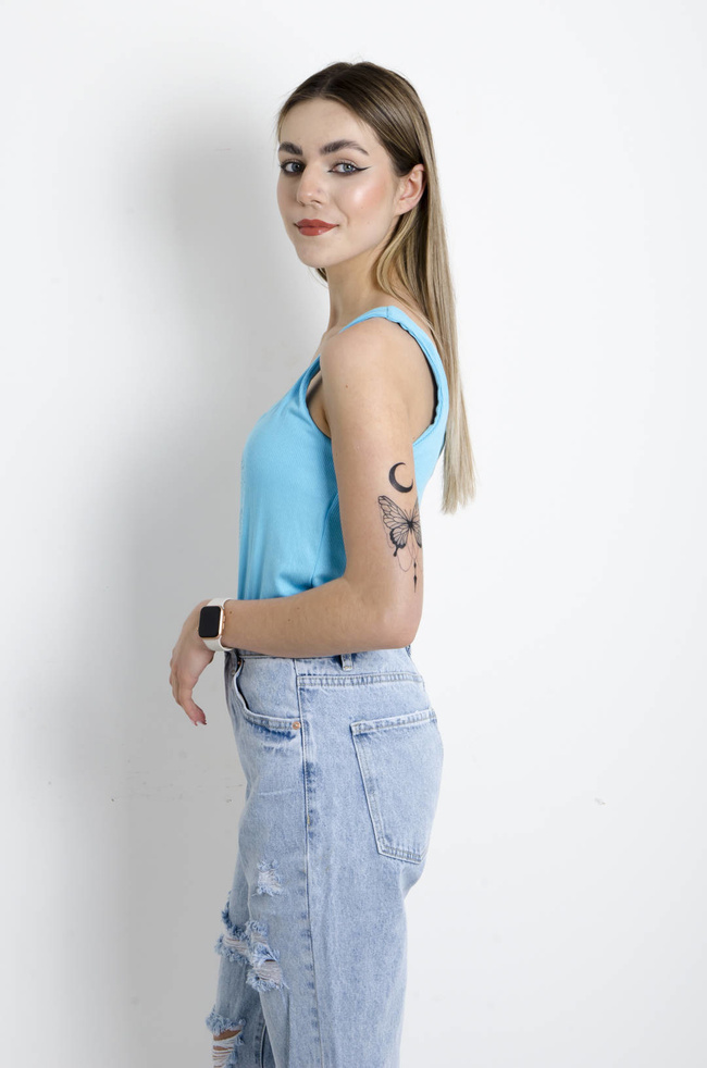 BODY PRĄŻKOWANE Z APLIKACJĄ- NIEBIESKIE