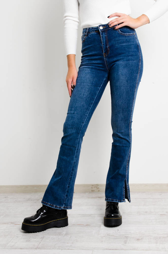 SPODNIE JEANSOWE TYPU SKINNY FLARE Z ROZCIĘCIEM NA DOLE 