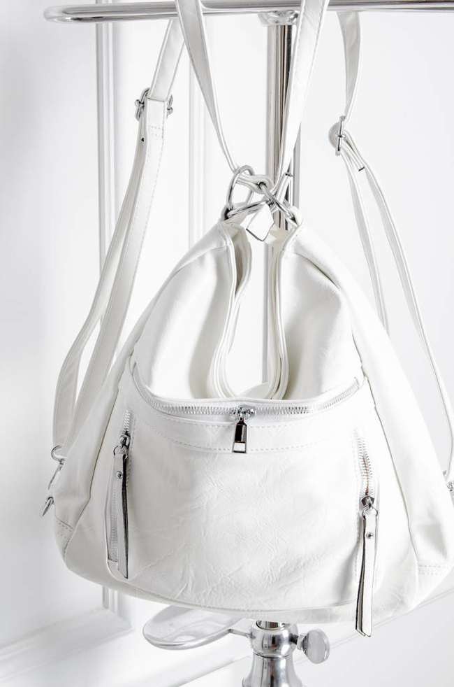 TORBA TYPU SHOPPER Z ZAMKAMI- BIAŁA