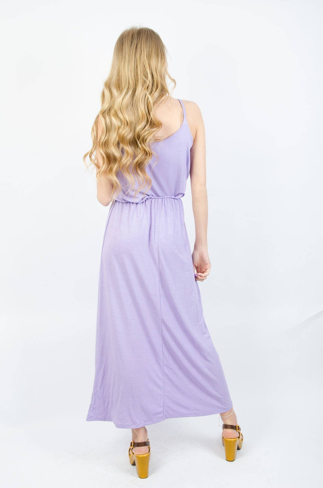 DŁUGA DZIANINOWA SUKIENKA MAXI - FIOLETOWA 