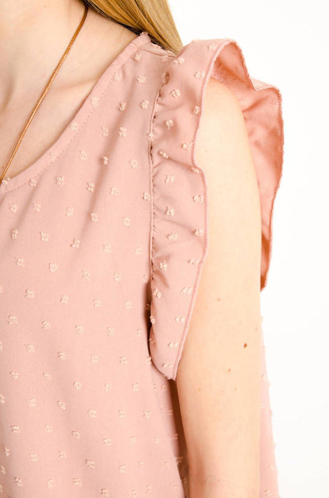 RÓŻOWA BLUZKA Z PLUMETI - WISIOREK W ZESTAWIE