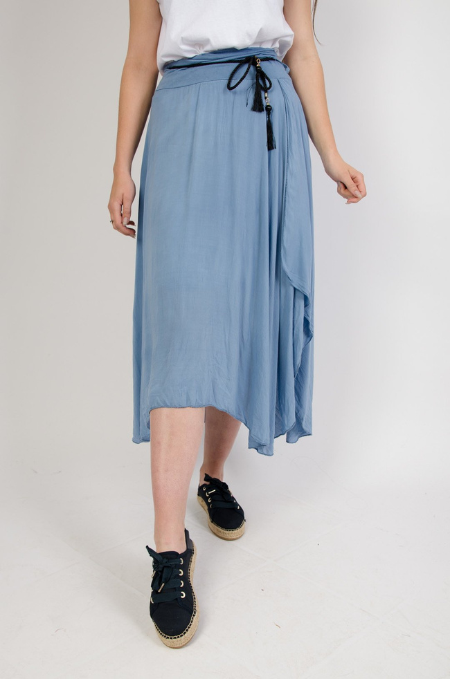 Długa asymetryczna spódnica z wycięciem+ pasek