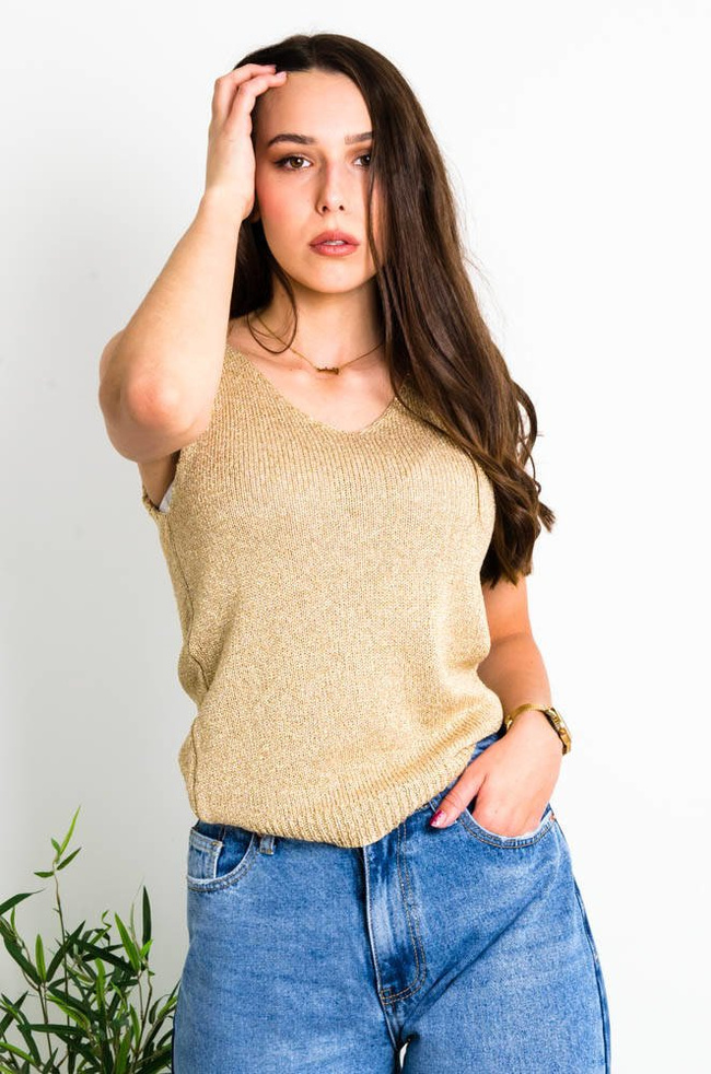 TOP NA RAMIĄCZKACH PRZESZYWANY ZŁOTĄ NITKĄ