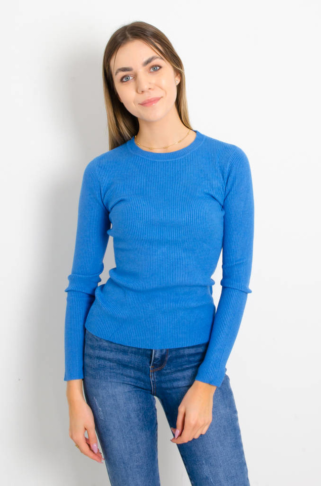 NIEBIESKI PRĄŻKOWANY SWETER