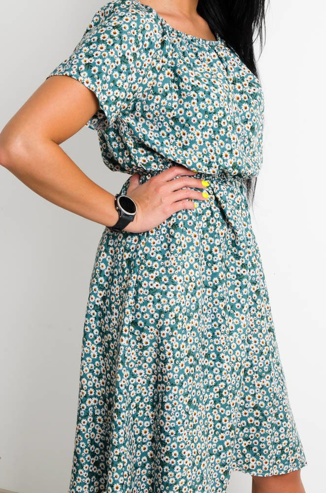 ZIELONA SUKIENKA HISZPANKA W DROBNE KWIATY
