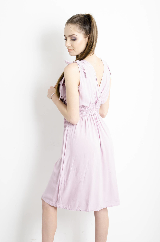 SUKIENKA Z WIĄZANIAMI PRZY RĘKAWACH- RÓŻOWA