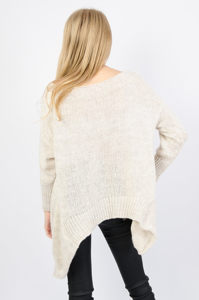 BEŻOWY ASYMETRYCZNY SWETER
