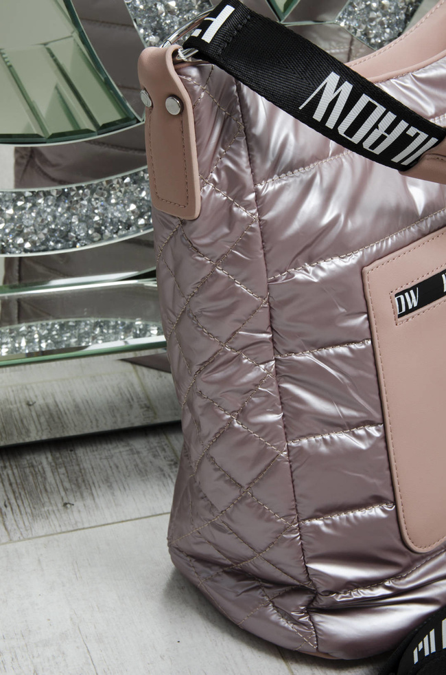 TORBA MATERIAŁOWA PIKOWANA RÓŻOWA- SHOPPER