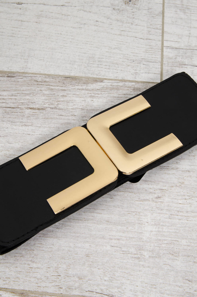 PASEK NA GUMIE ZE ZŁOTA KLAMRĄ 