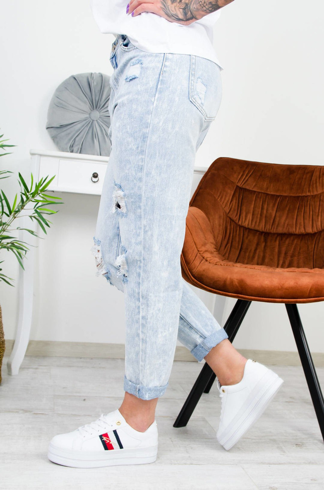 JASNE SPODNIE JEANSOWE BOYFRIEND Z WYSOKIM STANEM