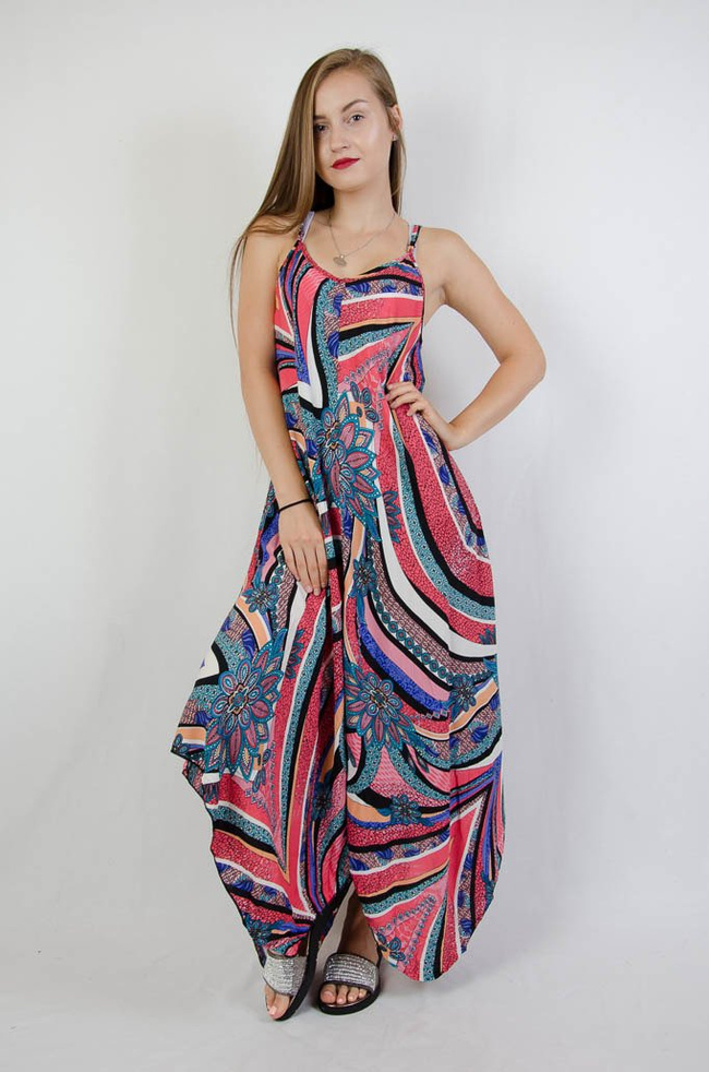 ASYMETRYCZNA SUKIENKA W KOLOROWE WZORY